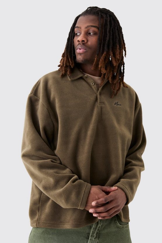 Oversize Man Fleece Rugby-Poloshirt