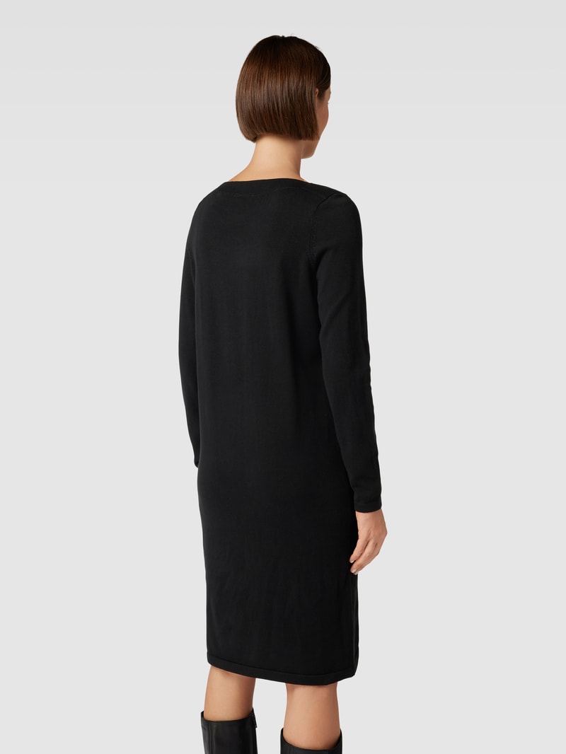 Knielanges Kleid mit U-Ausschnitt in schwarz