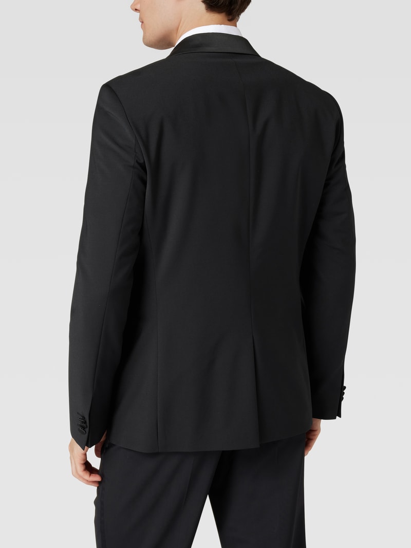Slim Fit 1-Knopf-Sakko mit Label-Stitching in schwarz
