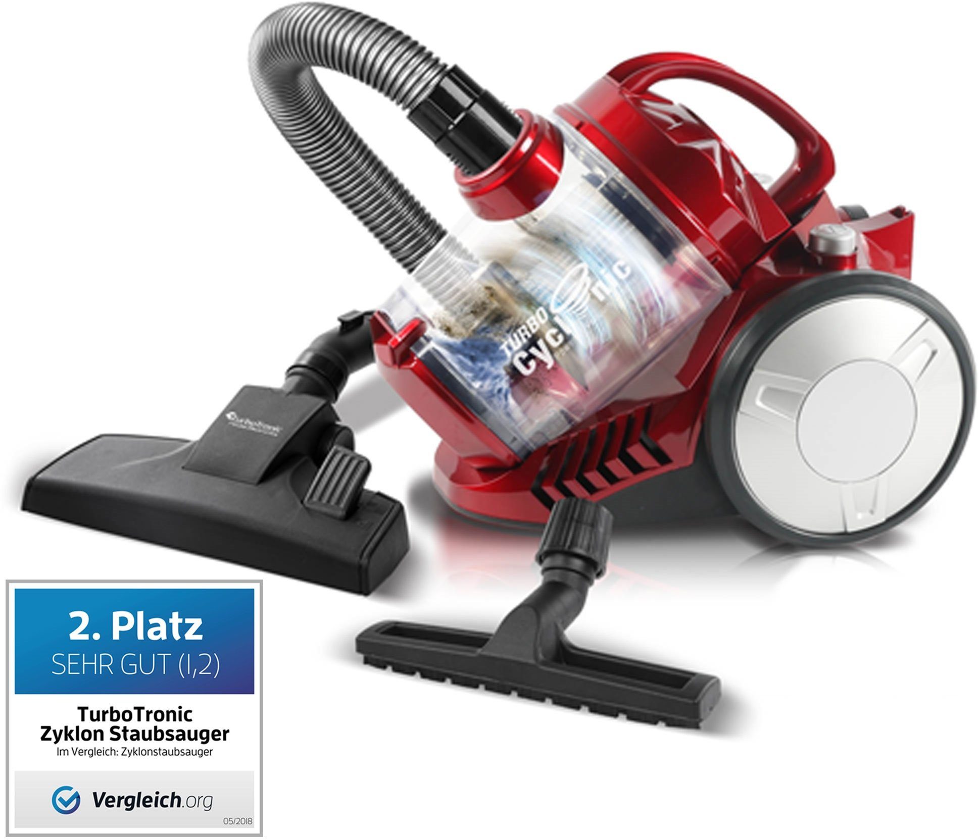 TurboTronic by Z-Line Bodenstaubsauger Zyklon Trockensauger 19kPa ohne Beutel, beutellos, Tierhaare, 900 W, beutellos, Parkett, beutellos, Staubsauger, Boden Trocken Sauger