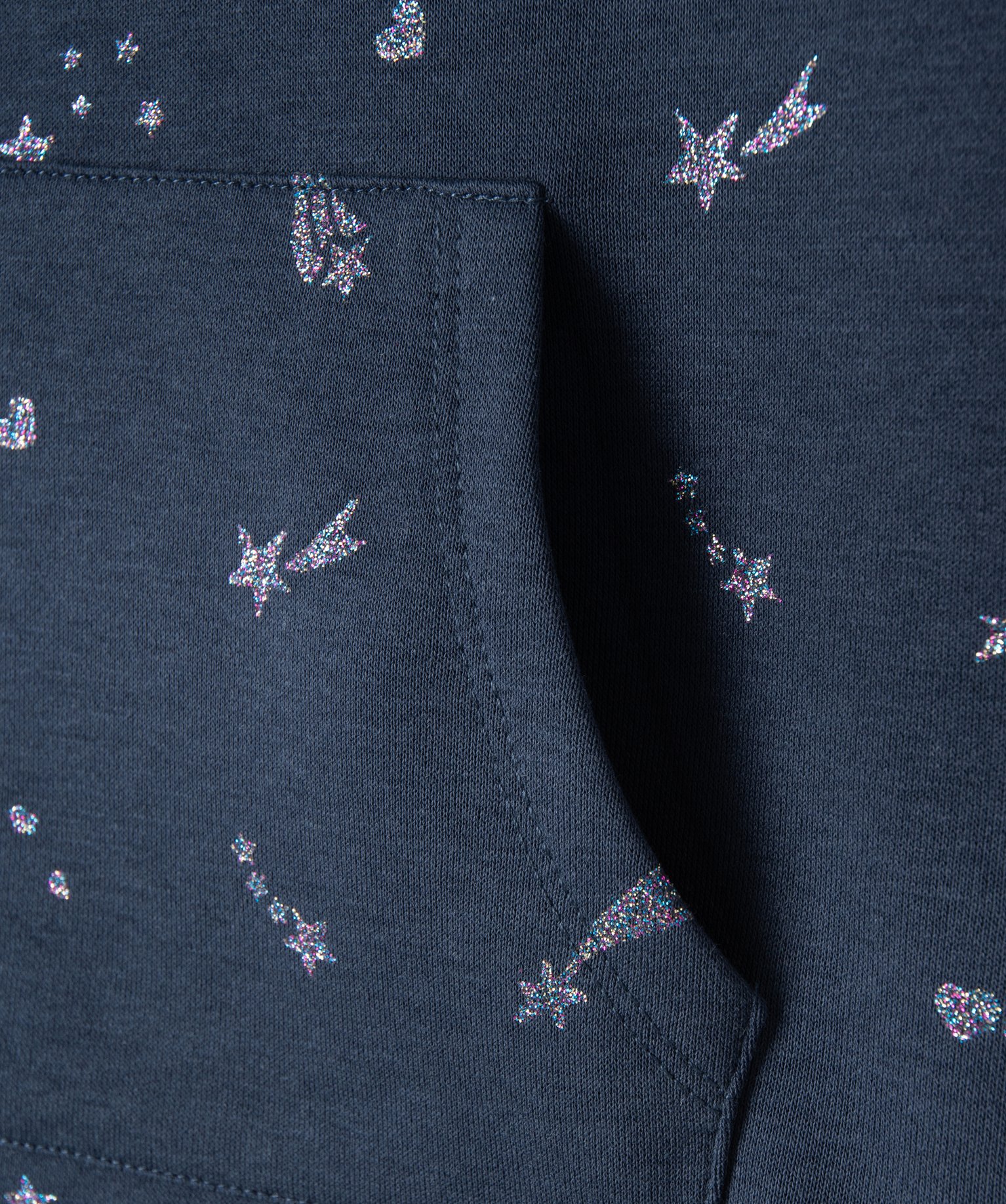 Robe sweat à capuche fille avec poche kangourou marine | GEMO