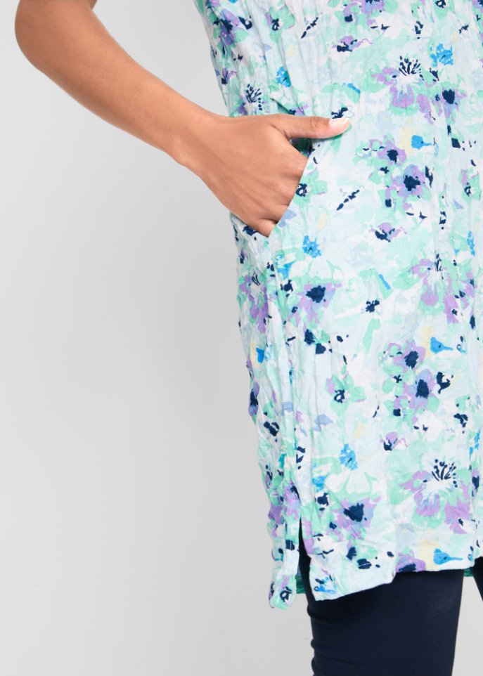 Long-Tunika mit Crash-Effekt und Capri-Leggings (2-tlg.Set)