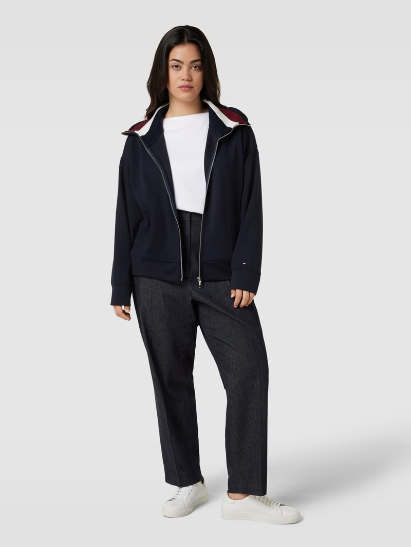 PLUS SIZE Sweatjacke mit Label-Details in marineblau
