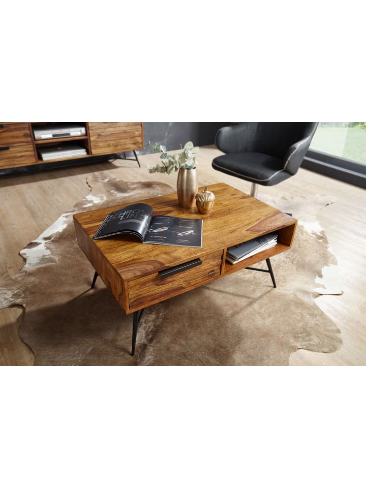 KADIMA DESIGN Couchtisch NISHAN 87 x 41 x 55 cm Massiv Holz, Design günstig kaufen onesize