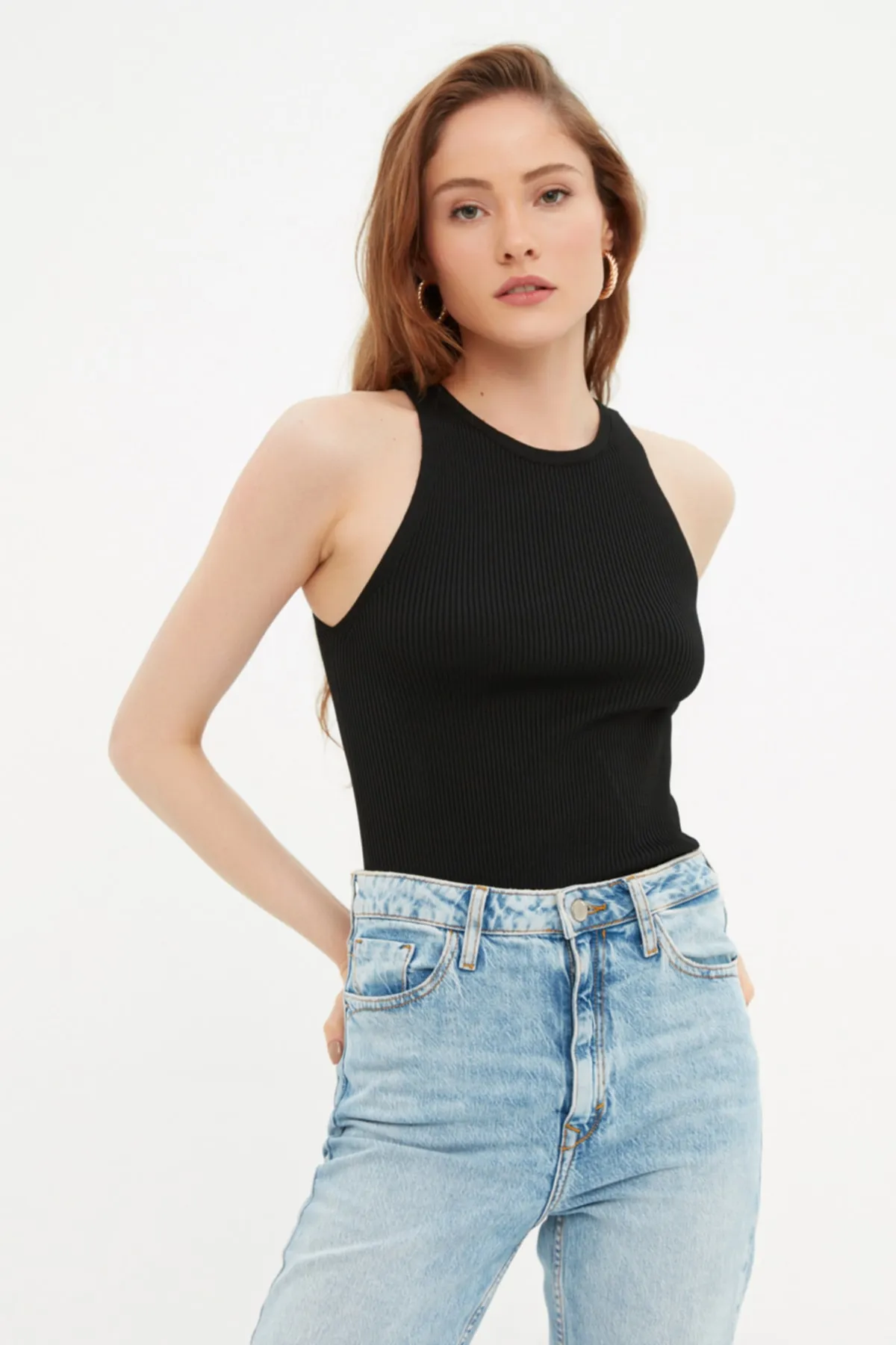 Trendyol Collection  Schwarze schnurgebundene Strickbluse