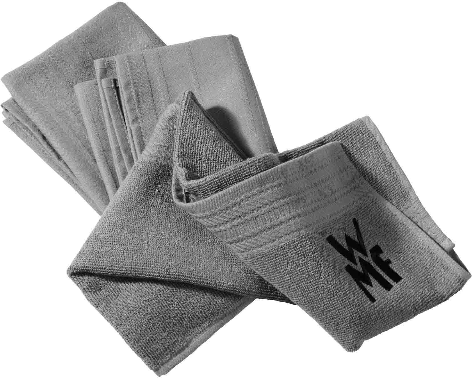 WMF Geschirrtuch, (Set, 3-tlg), 100% Baumwolle, mit aufgesticktem Logo