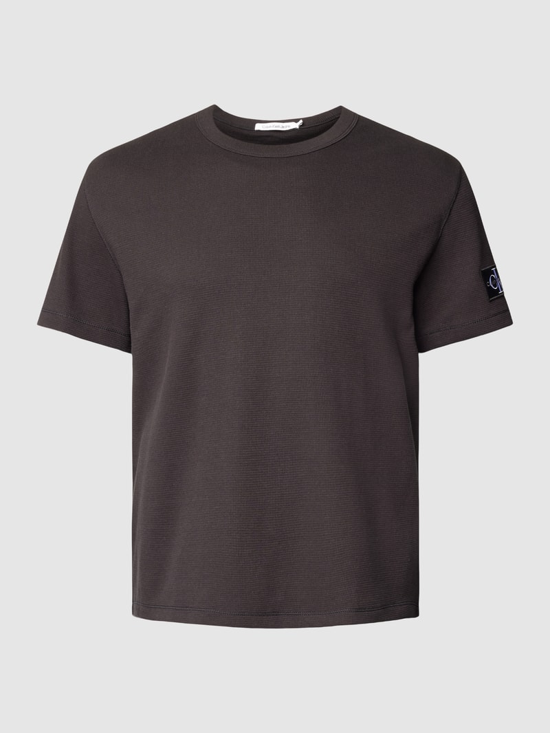 PLUS SIZE T-Shirt mit Waffelstruktur in schwarz