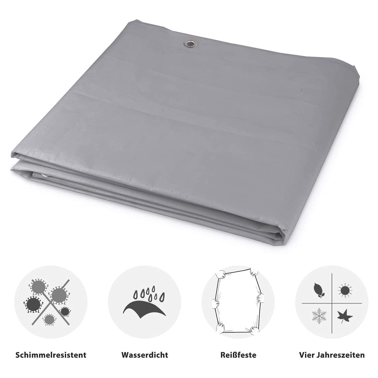 Sekey Schutzplane Abdeckplane 200g/m² Abdeckhaube Gartenmöbel mit Ösen, Gummispanner, Gewebeplane, LKW Plane, Bootsplane, Poolabdeckung, für Camping, Garten