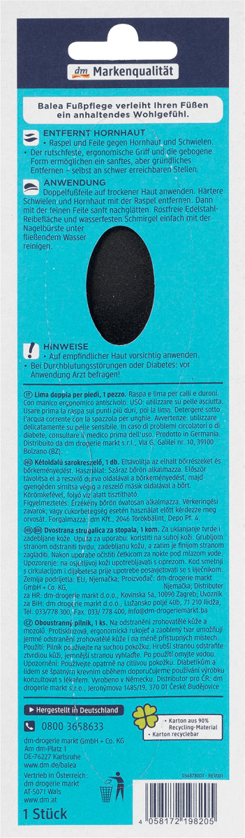 Hornhautentferner Feile & Raspel, Doppelfußfeile, 1 St