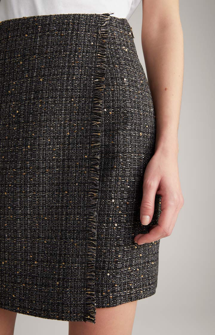 Tweed-Rock in Schwarz/Grau/Gold