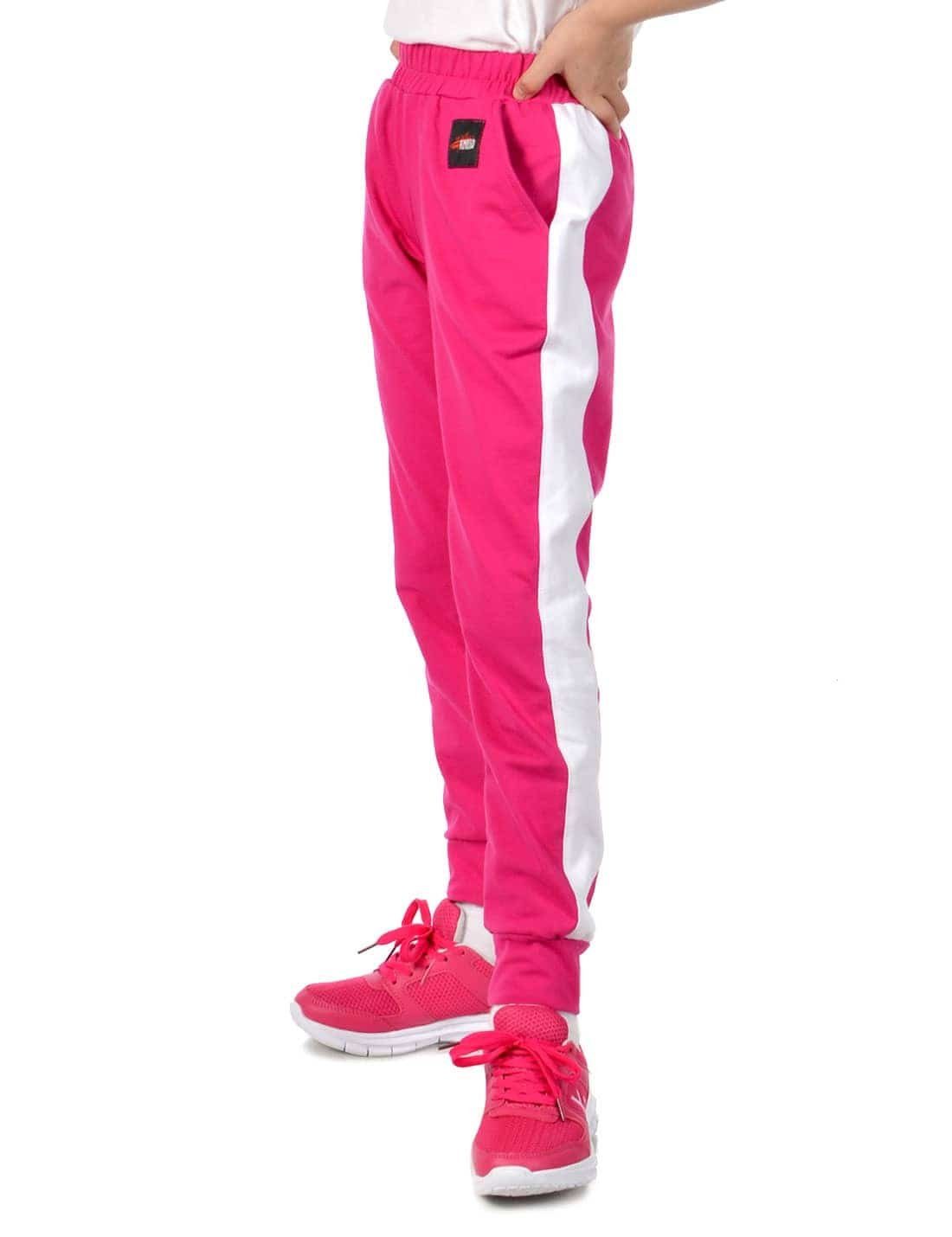 KMISSO Sporthose Mädchen Stoff Freizeithose Streifeneinsatz 30358 (1-tlg) Casual