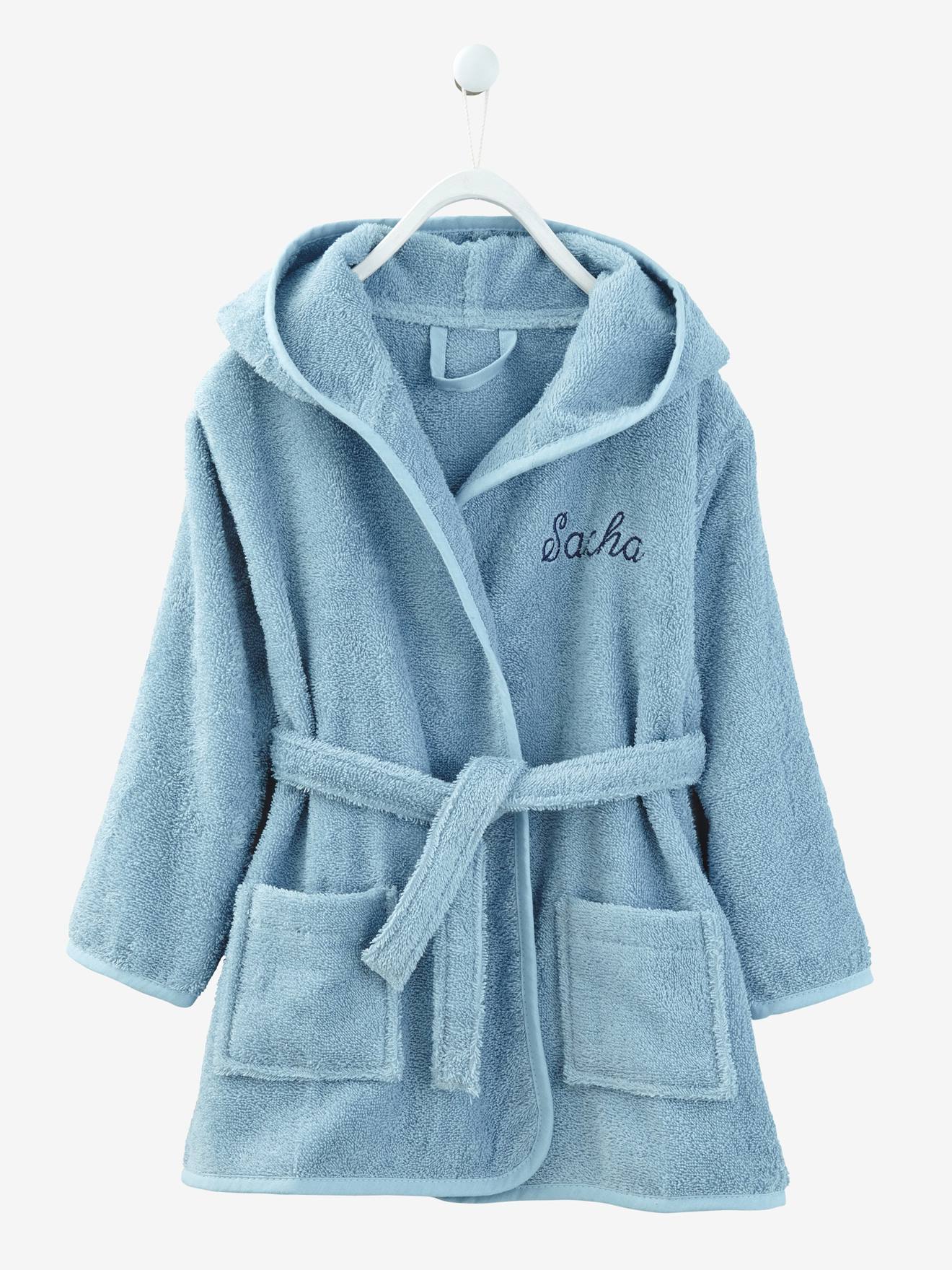 Peignoir de bain enfant à capuche vieux rose
