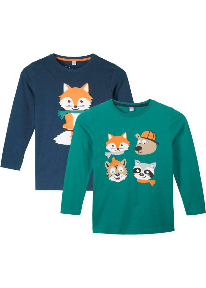Jungen Langarmshirt aus Bio Baumwolle (2er Pack)