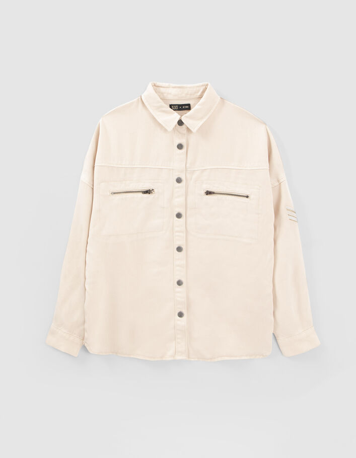 Chemise écrue Lyocell® à poches zippées fille