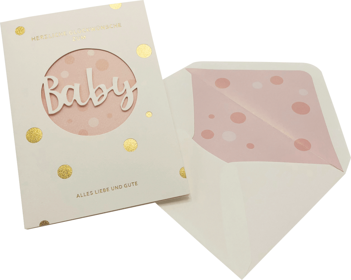Grußkarte Baby Rosa, 1 St
