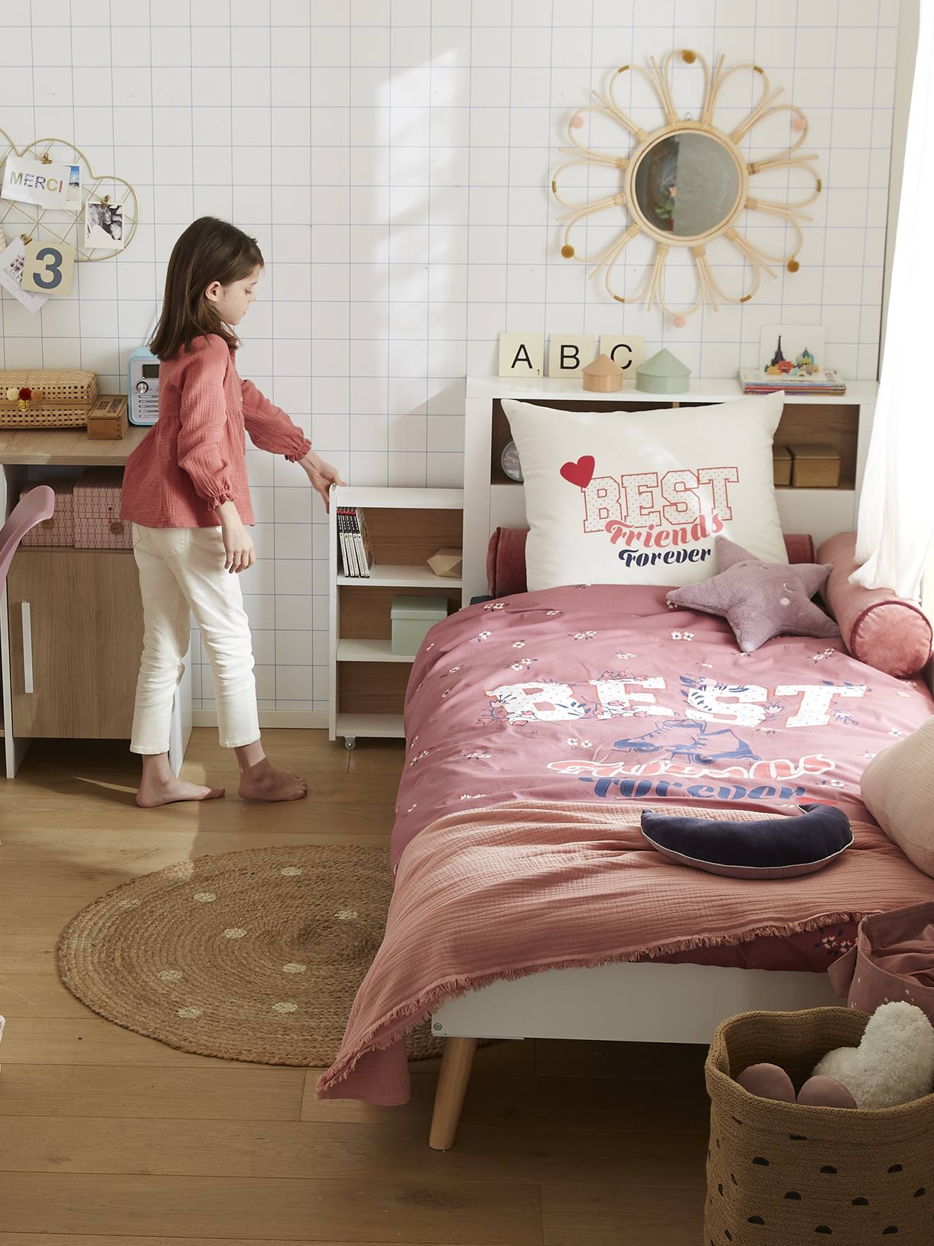 Vertbaudet Kinderbetten-Kopfteil mit Staufach - weiß