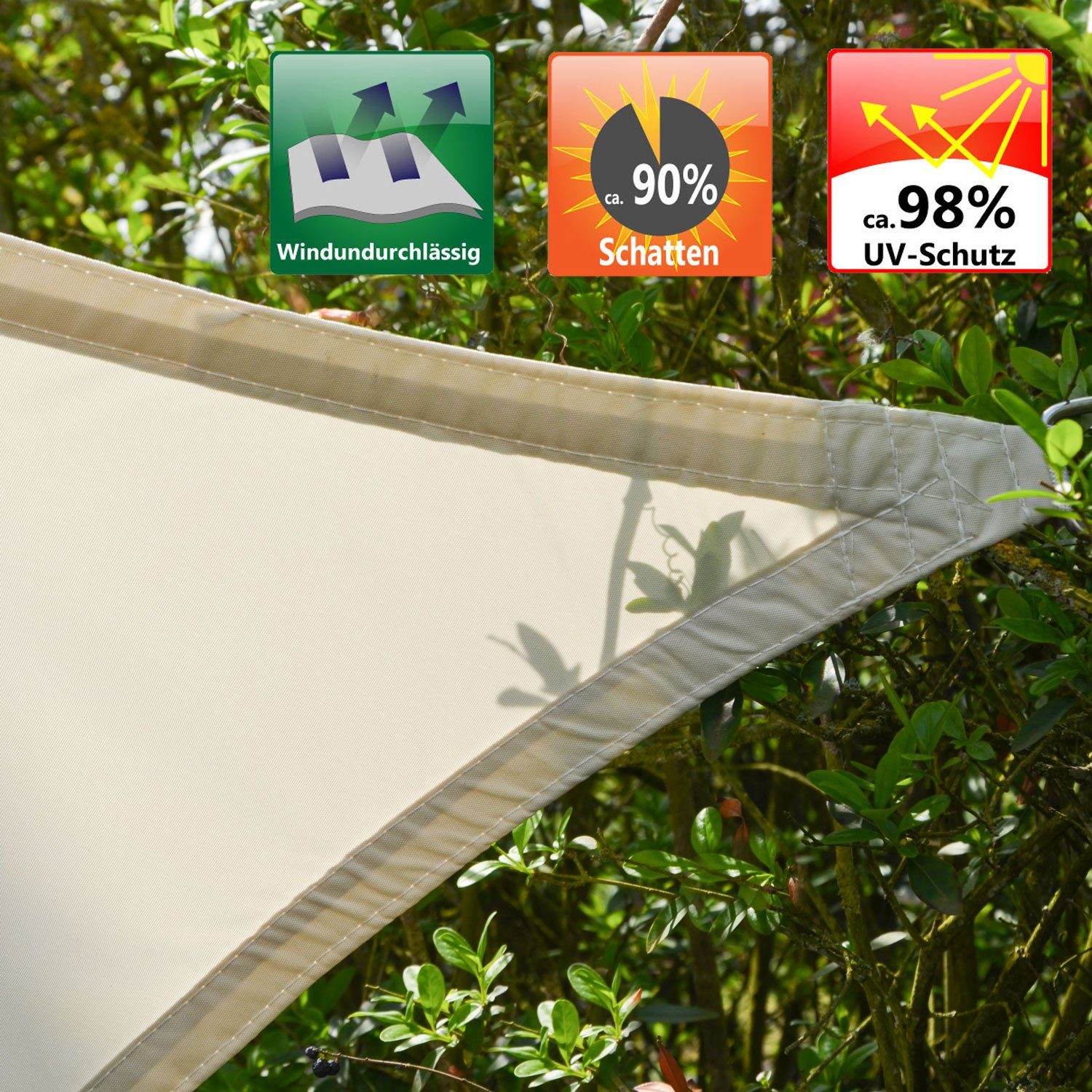 AMANKA Sonnensegel UV Sonnensegel Wasserdicht 5x6 - Rechteckig Beige, Sonnenschutz Garten Terrasse