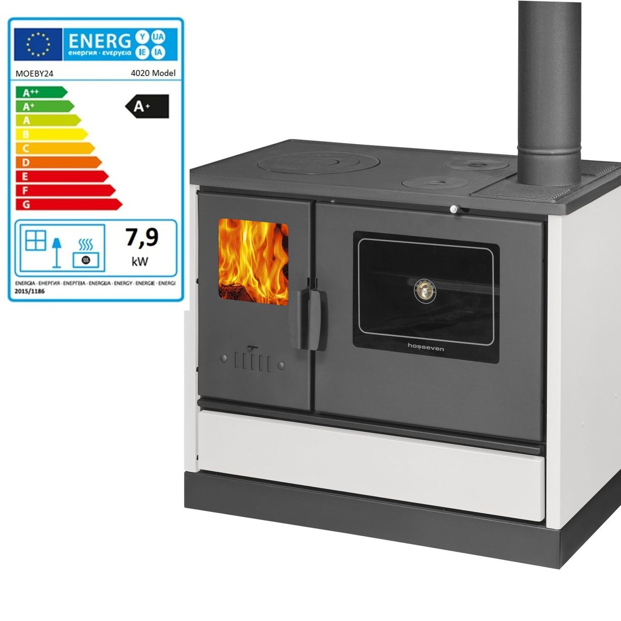 Moeby24 Küchenofen Holzherd Kaminofen Herd Gusseisen 7,9KW BimSchV2 EEK A  150mm
