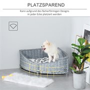 PawHut Hundebett Haustierbett Katzensofa Weichem Bezug Katzensofa Weide Plüsch Grau 68 x 68 x 32 cm