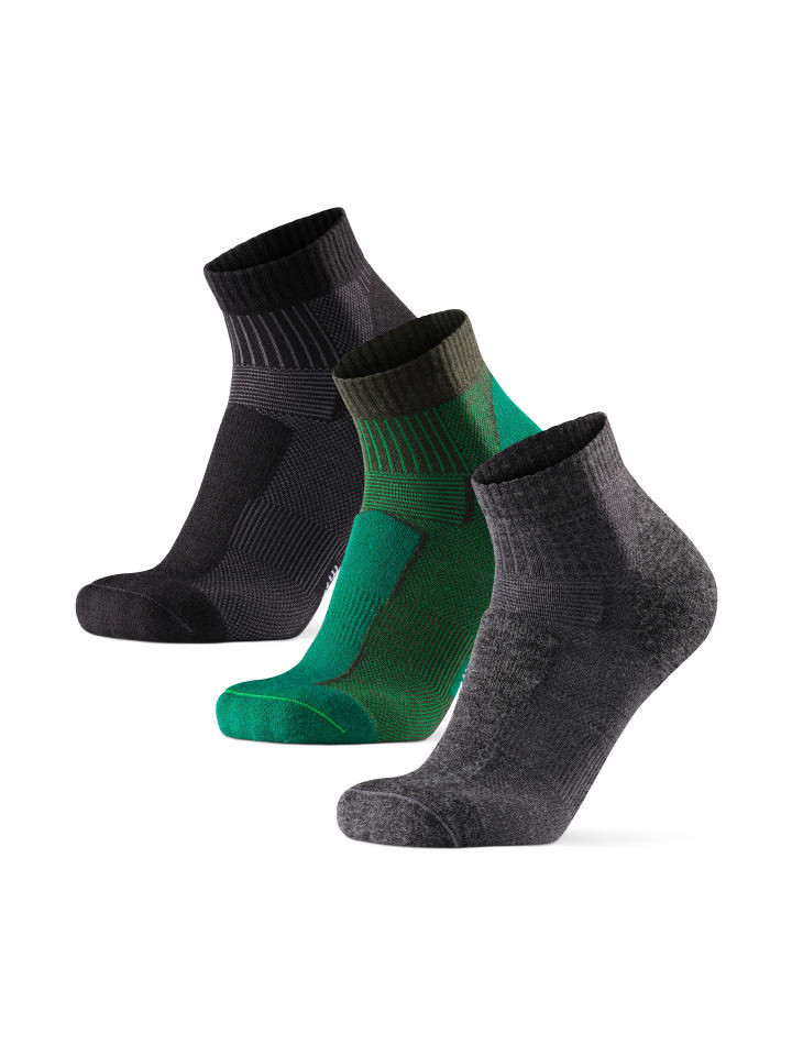 DANISH ENDURANCE Wandersocken Merino Hiking Low in black/green/grey günstig kaufen