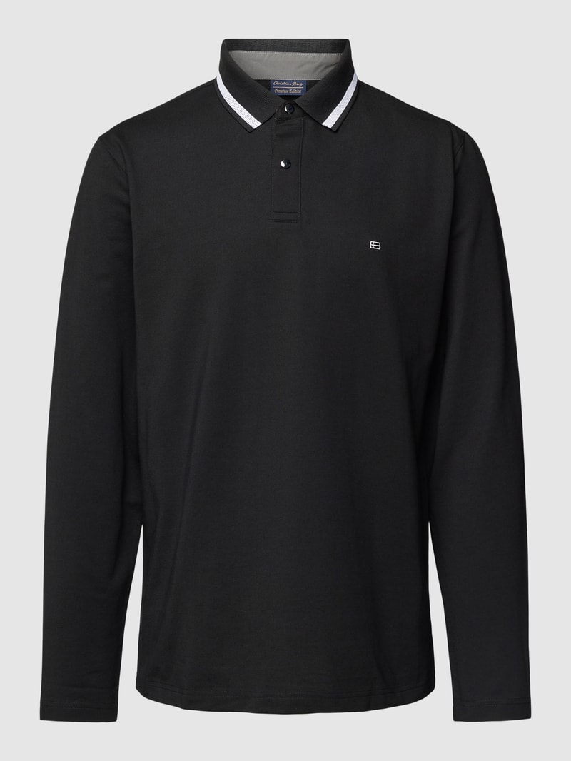 Poloshirt mit Kontraststreifen in anthrazit meliert