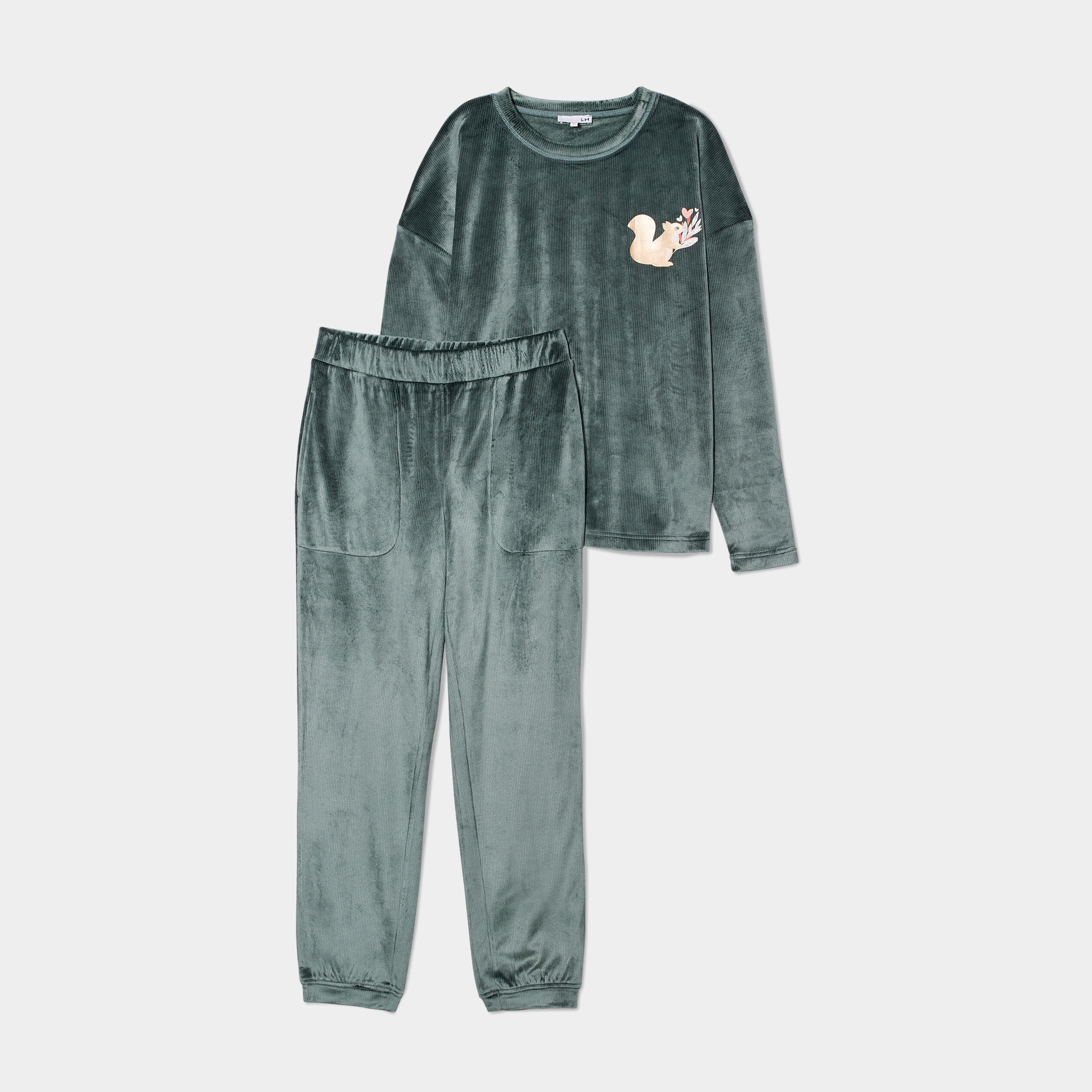 Ensemble pyjama 2 pièces vert femme | La Halle