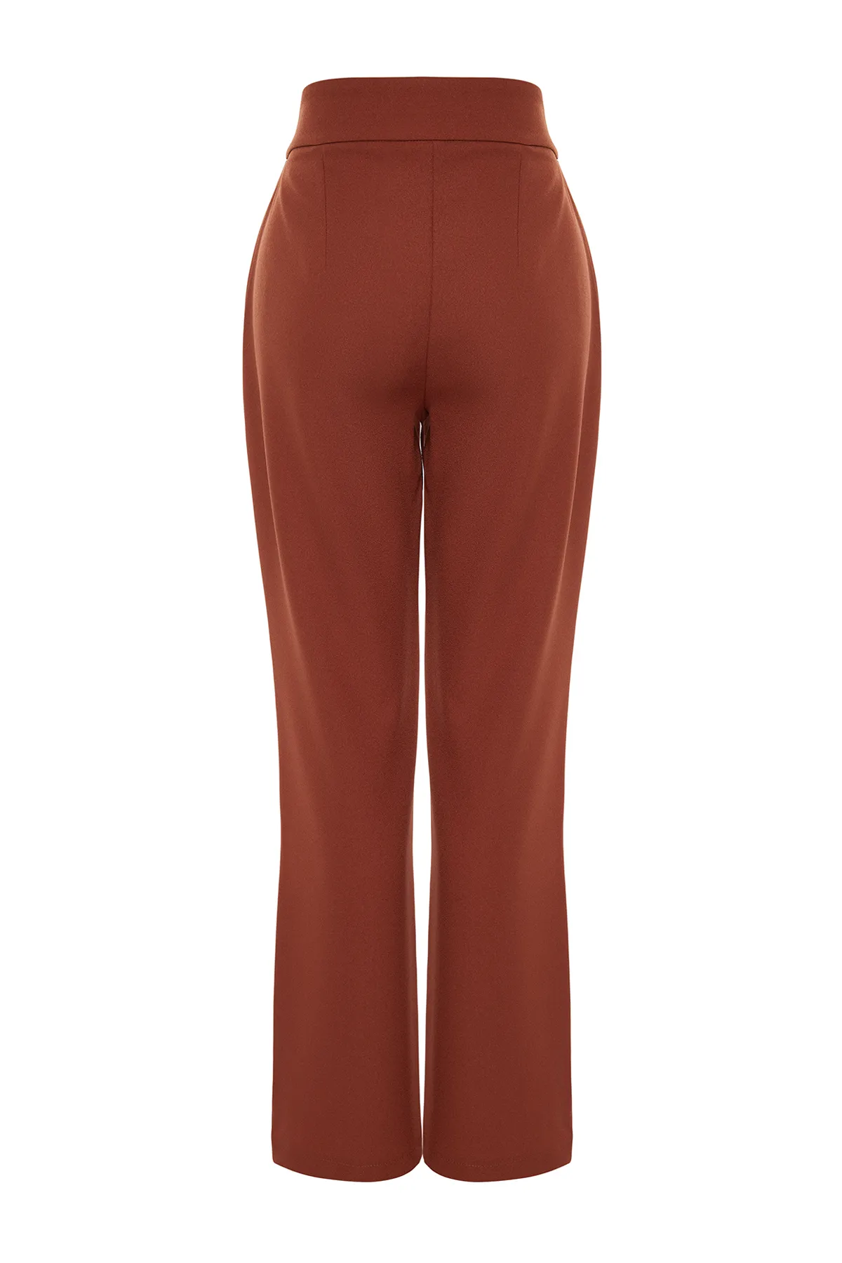 Trendyol Collection  Dunkelbraune gerade/gerade geschnittene plissierte Webhose TWOSS19WX0017