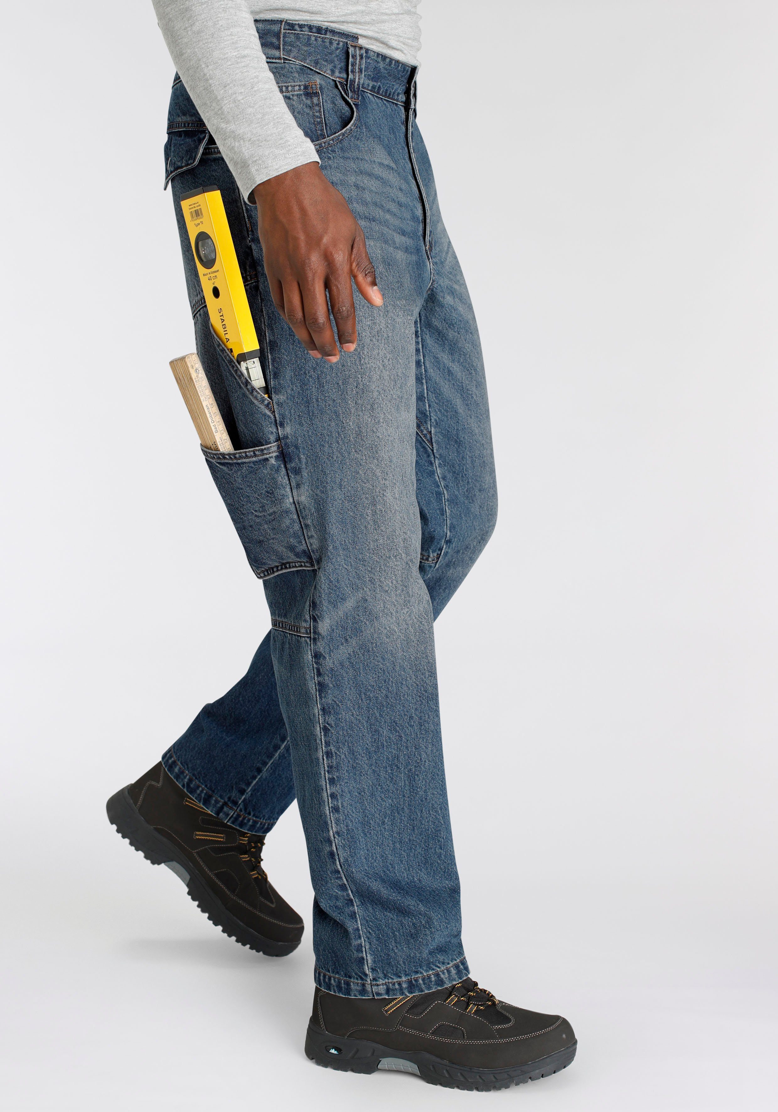 Northern Country Arbeitshose Multipocket Jeans (aus 100% Baumwolle, robuster Jeansstoff, comfort fit) mit dehnbarem Bund, mit 9 praktischen Taschen