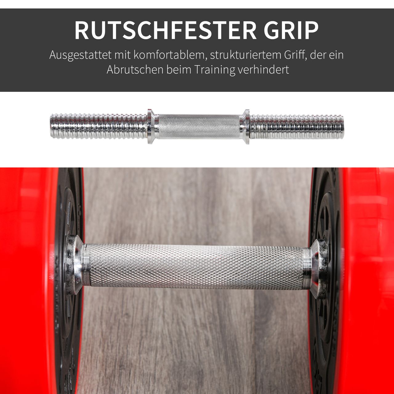 HOMCOM Hantelset 30KGS 2-IN-1 Hanteln&Langhanteln verstellbar Gewichtheben für Zuhause Stahl PP-Kunsstoff Eisen Sand