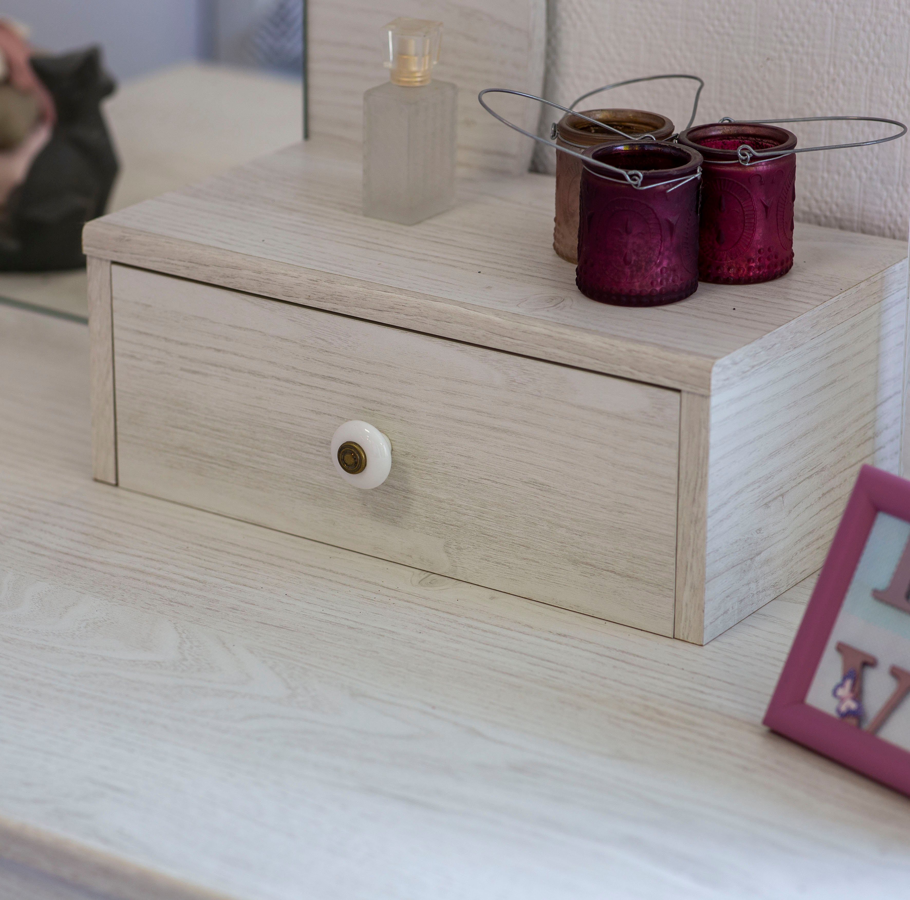 Gami Jugendzimmer-Set Alika, (Set, 5-St., Kleiderständer, Bett, Nachttisch, Kommode und Aufsatz mit Spiegel)