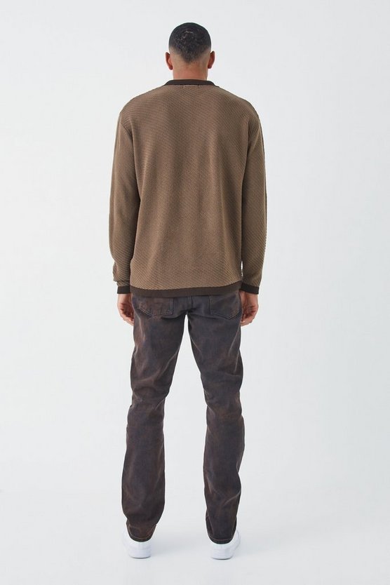 Tall langärmliges Oversize Poloshirt mit Kontrast-Kragen