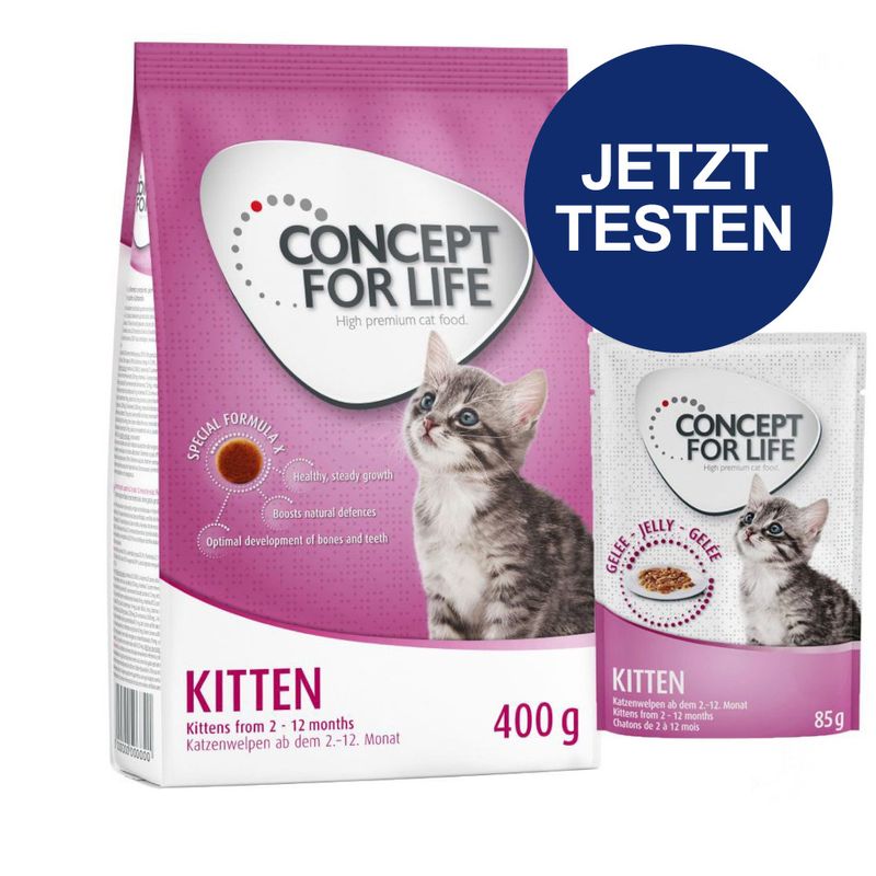 400 g Concept for Life Kitten Trockenfutter + 12 x 85 g Pouch