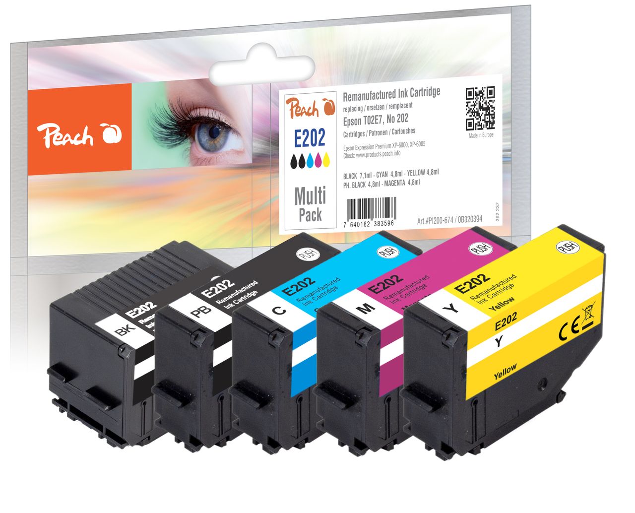 Peach Spar Pack Tintenpatronen ersetzt Epson T02E7, No. 202