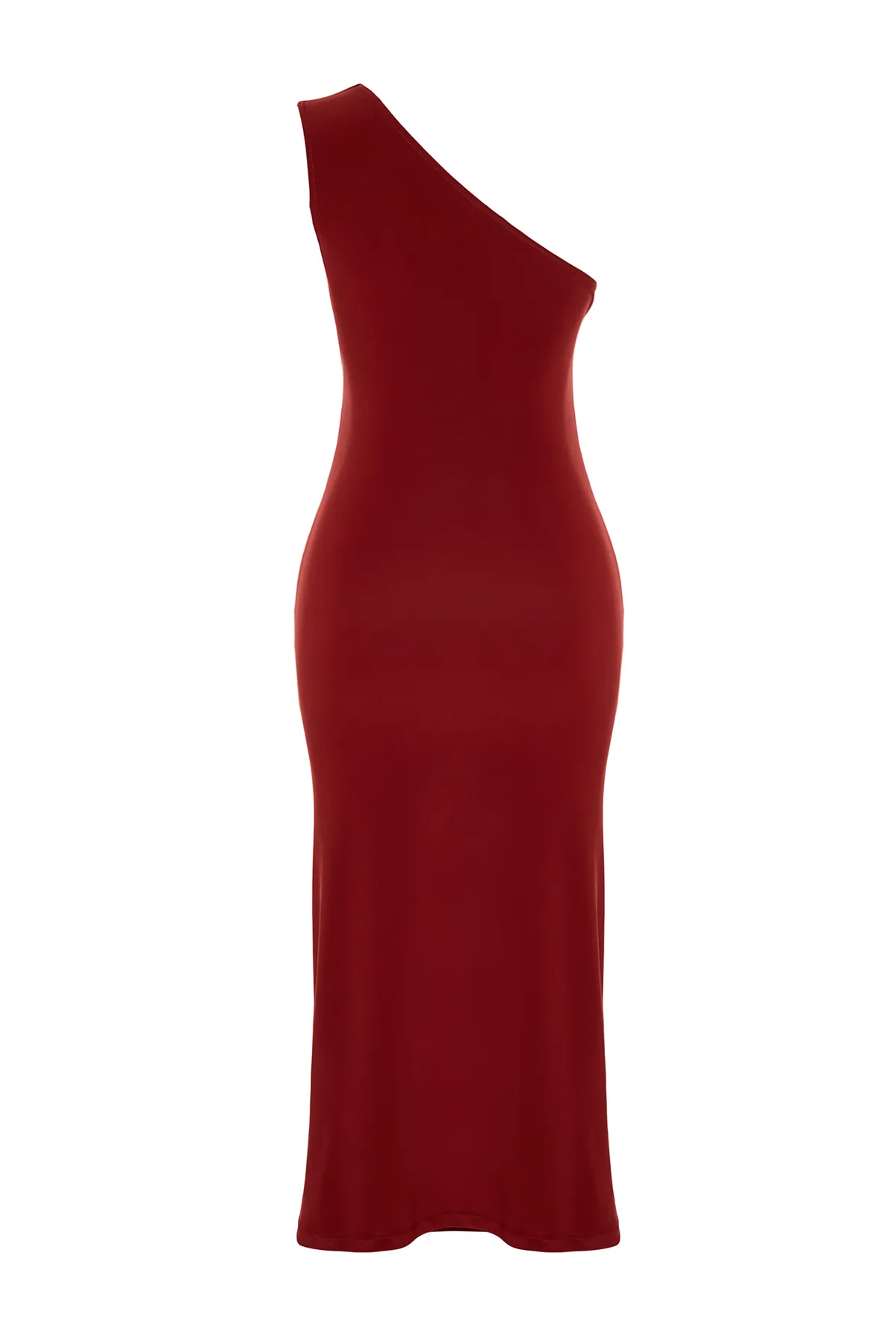 Trendyol Collection  Kachel One-Shoulder Draped Tailliertes/Tailliertes Stretch-Strick Midi-Bleistiftkleid TWOSS24EL00100