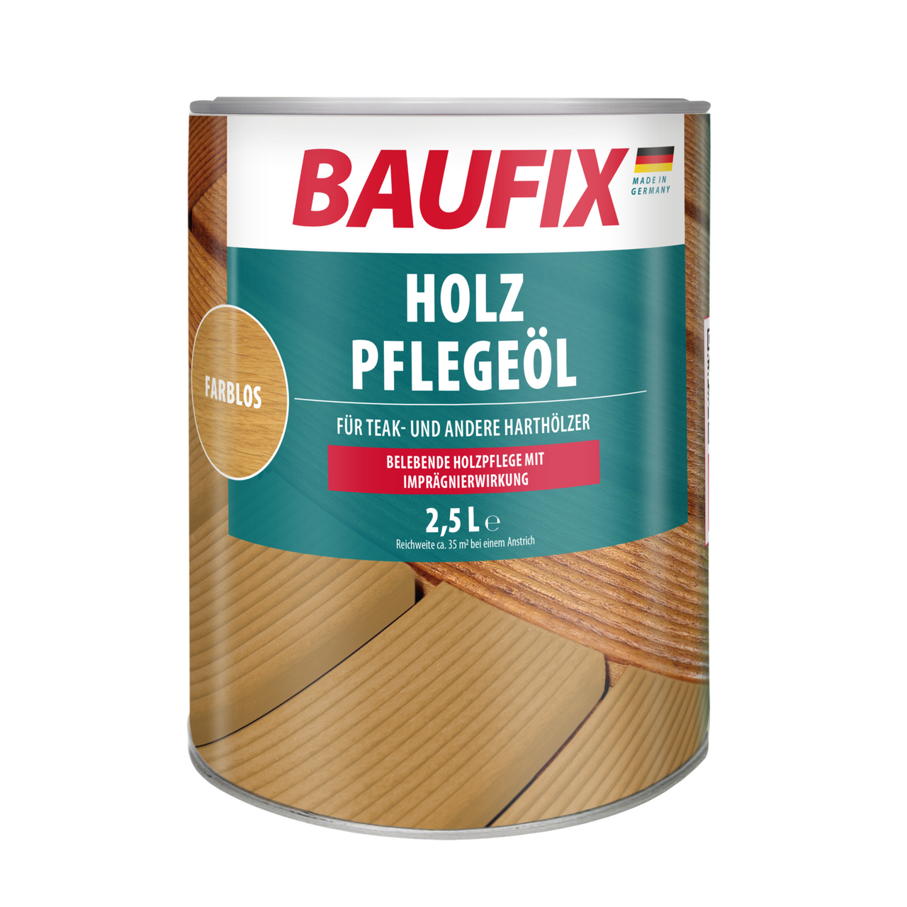 Baufix Holz-Pflegeöl farblos seidenmatt, 2.5 Liter, Holzpflege