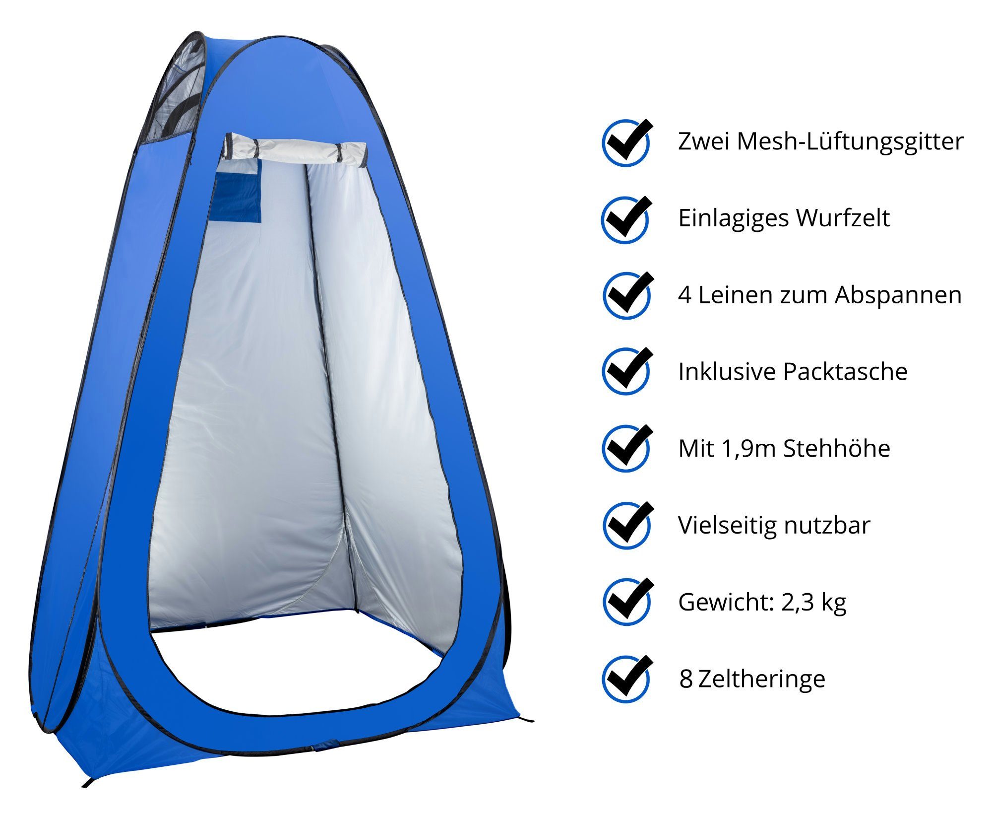Stagecaptain Campingtoilette Quixie Toilet - Festival- und Reisetoilette, (Privacy Handwash Set, 3-St., inkl. Sichtschutz-Zelt, Handwaschbecken und 10 Auffangbeutel), für Kinder und Erwachsene - Mit Handwaschsprayer