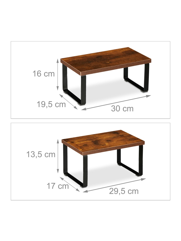 relaxdays 2-tlg. Tischregal Set in Braun/ Schwarz günstig kaufen onesize