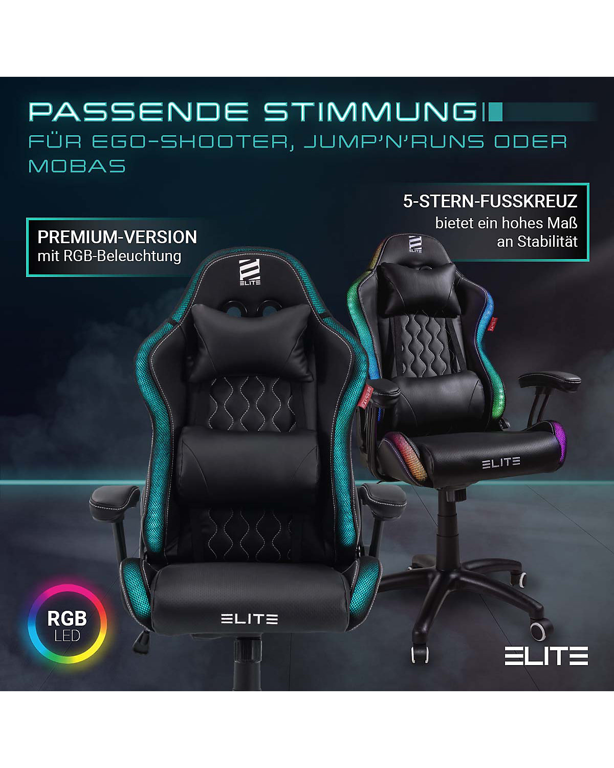 Gaming Stuhl PULSE - Ergonomischer Kinder Luxus Gaming Stuhl - 4D Armlehnen - Bürostuhl