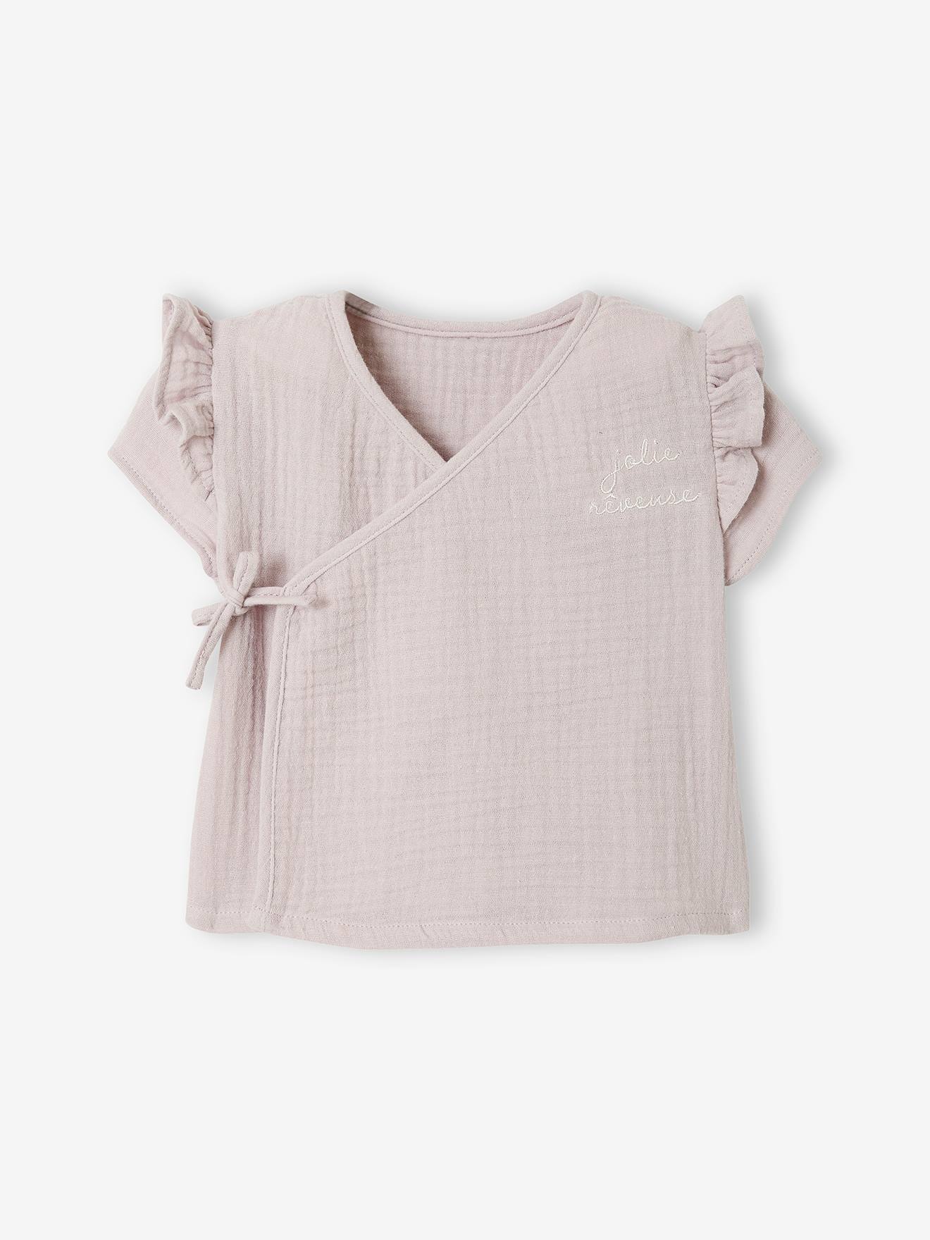 Brassière naissance en gaze de coton bébé lilas