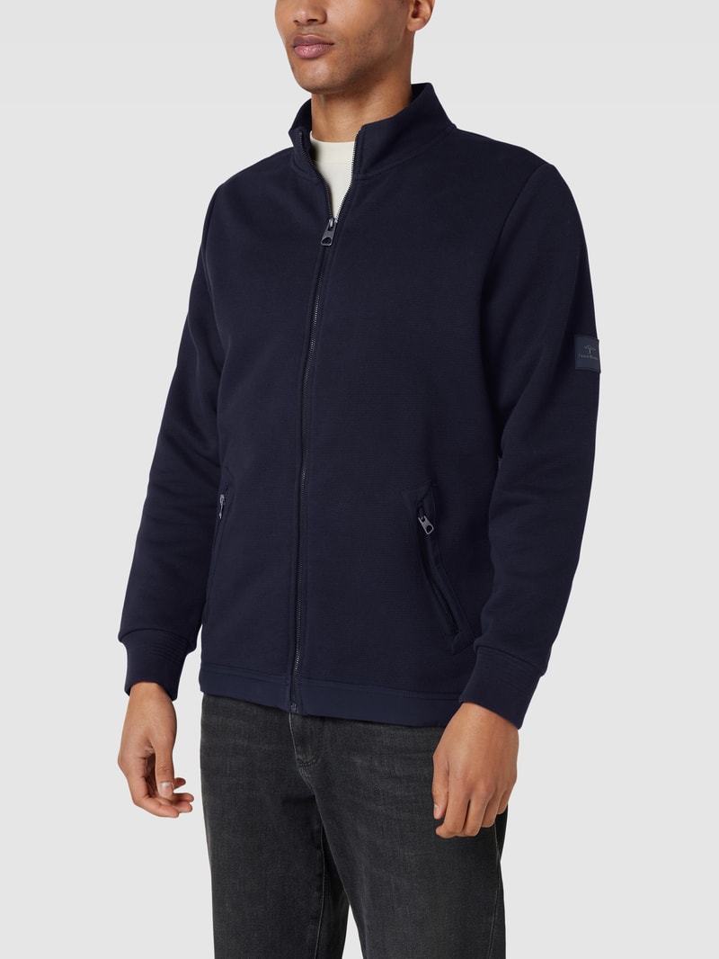 Sweatjacke mit Label-Patch in marineblau