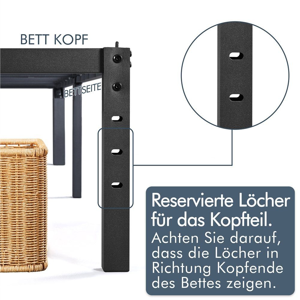 Yaheetech Metallbett, Bettrahmen 36cm H mit Lattenrost, Bettgestell aus Metall