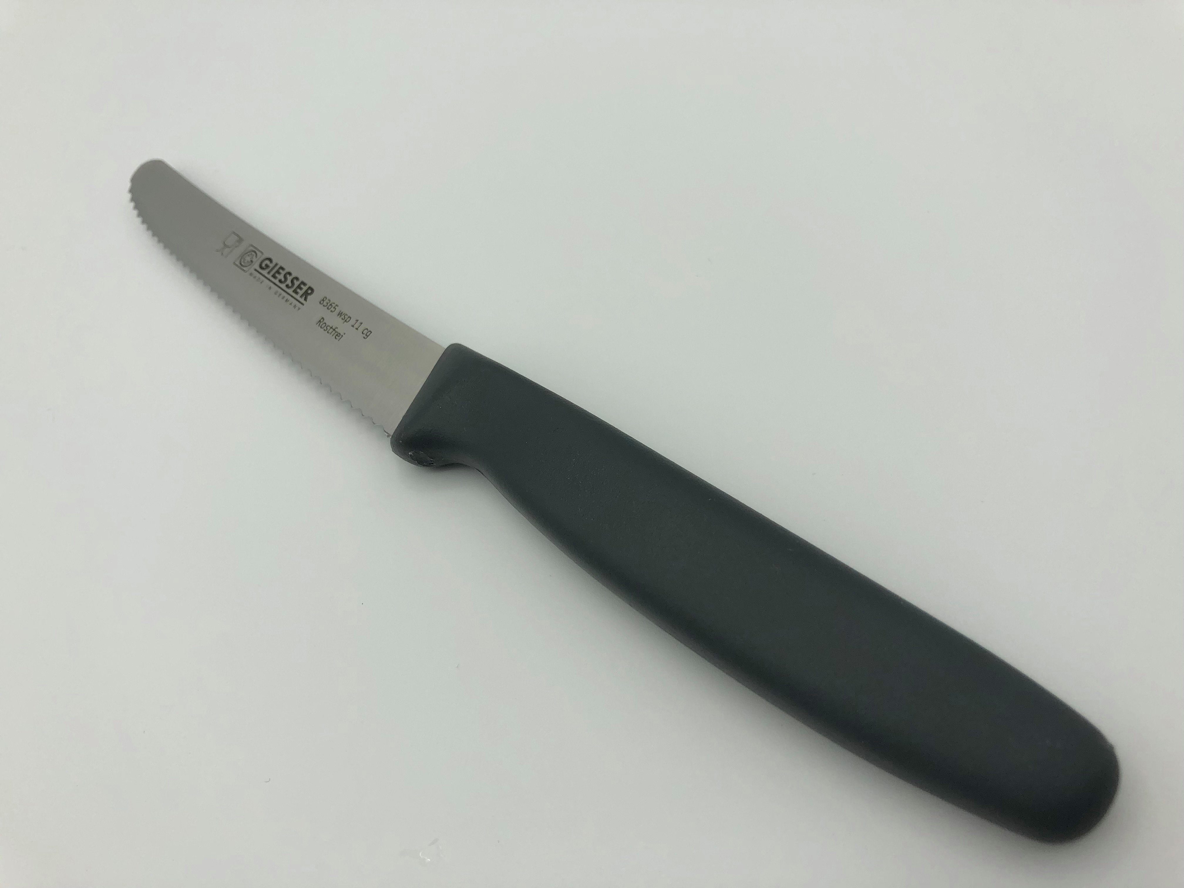Giesser Messer Tomatenmesser Allzweckmesser Brötchenmesser 8365 wsp 11, Spülmaschinenfest, 3 mm Wellenschliff extrem scharf, 19 Farben
