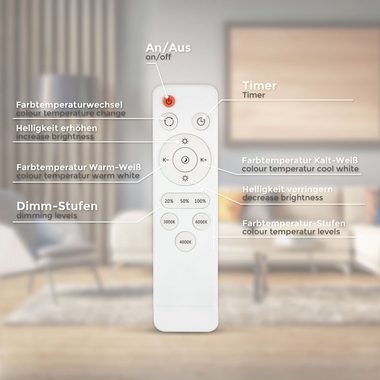 B.K.Licht Deckenleuchte Badezimmerlampe 12W CCT 1.200lm IP44 Weiß - BKL1526, Dimmfunktion, LED fest integriert, Farbwechsler, Kaltweiß, Neutralweiß, Warmweiß, Farbtemperatursteuerung 3000K-6500K Fernbedienung Weiß