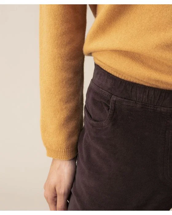 Pantalon velours à ceinture élastiquée