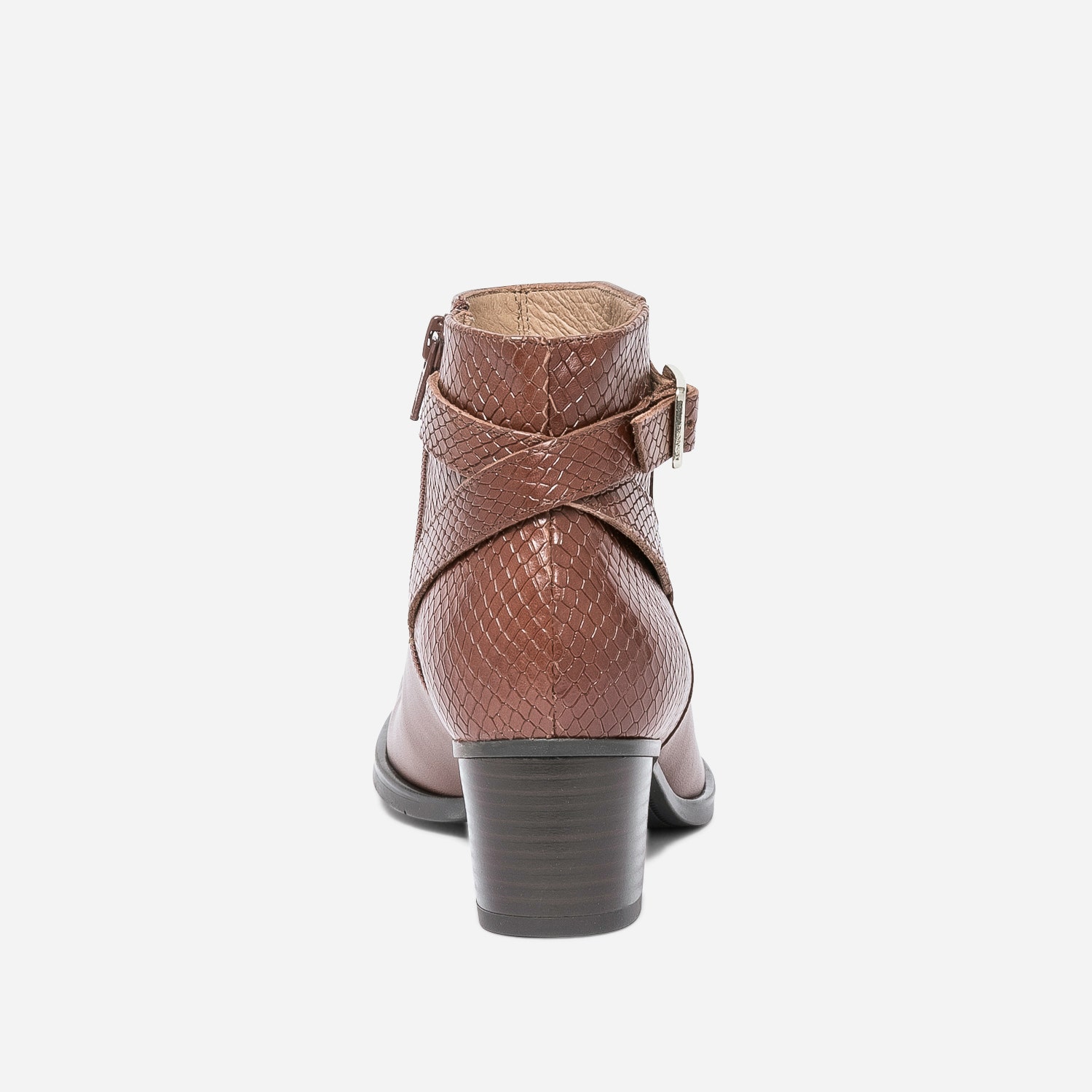 Boots à talon ERAM FLEX cognac cuir embossé