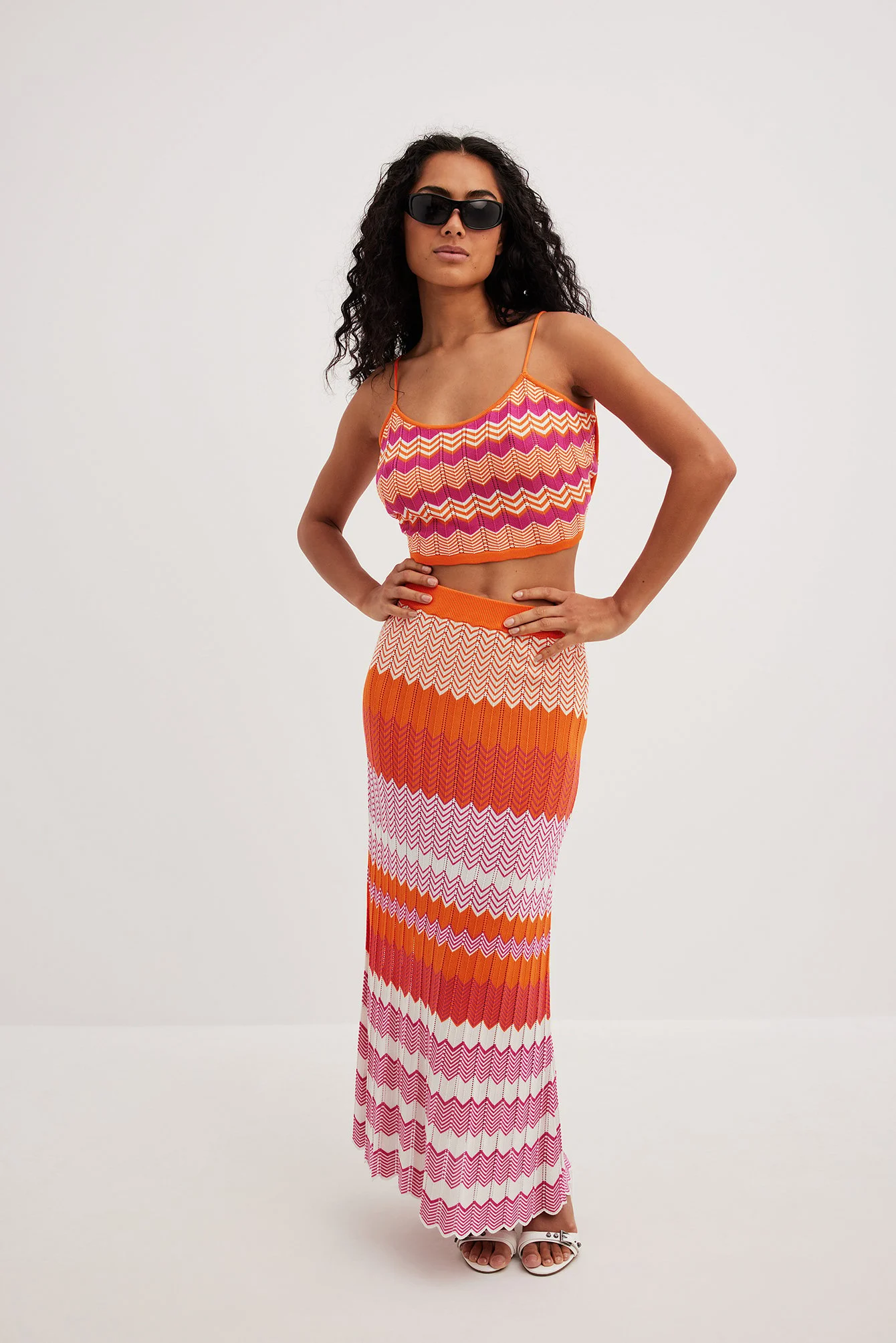 Gestreiftes Top mit Strickmuster