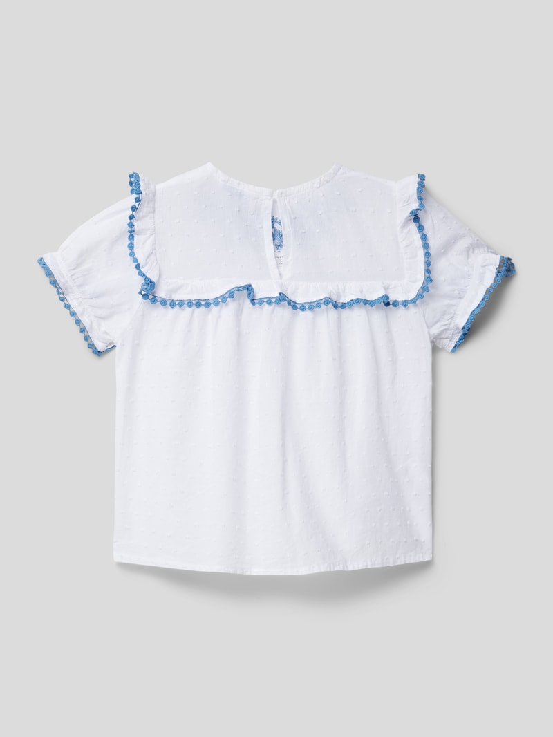 Bluse mit Lochstickerei in weiß