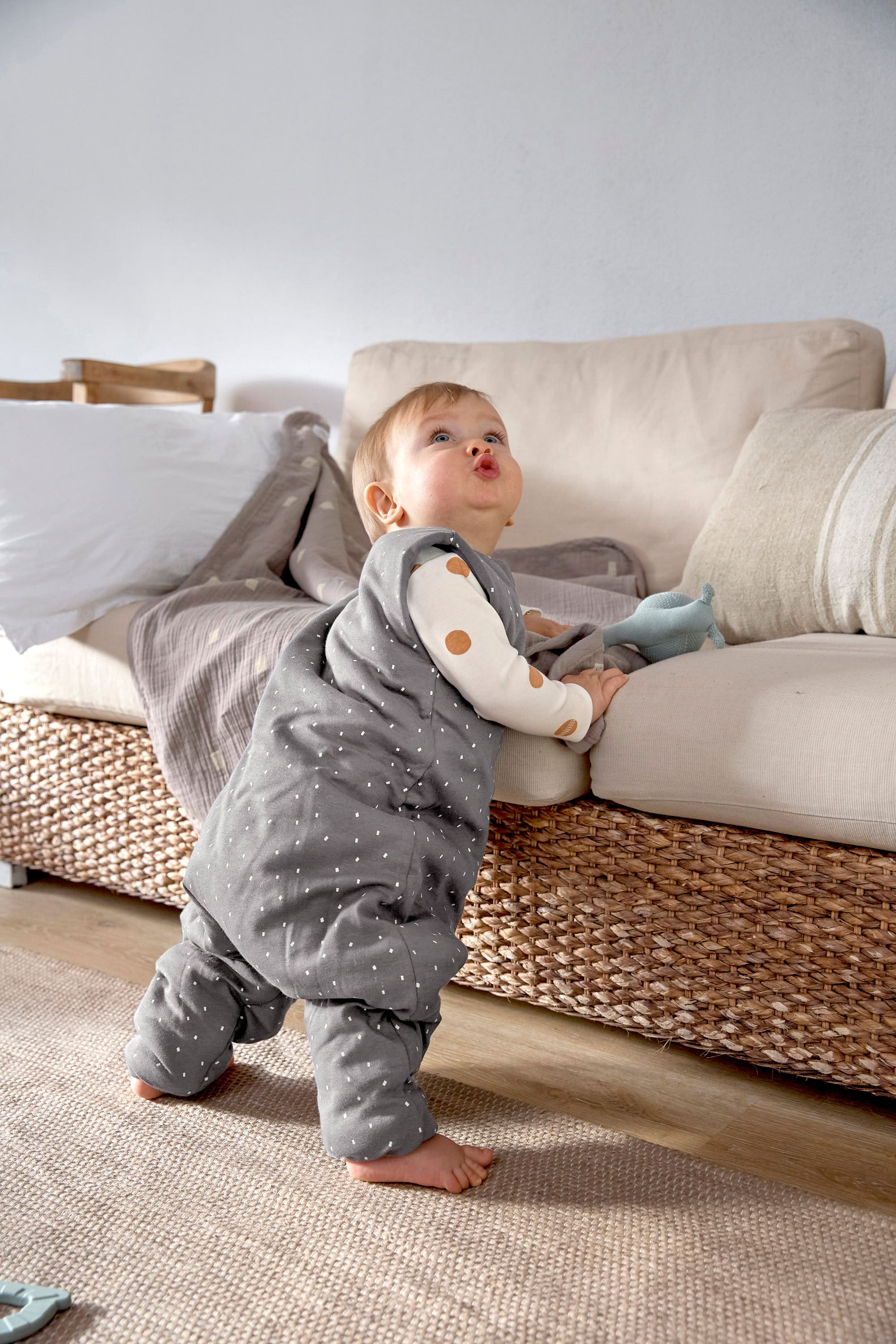 Kinder Schlafoverall 2,5 TOG, Spots, Anthrazit