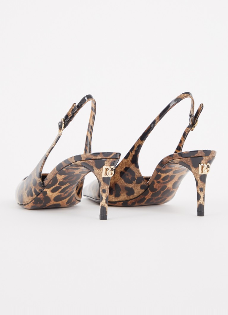 Slingback Dolce & Gabbana Lucido in pelle di vitello con stampa leopardata