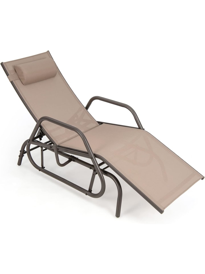 COSTWAY Sonnenliege mit Schaukelfunktion in Braun günstig kaufen onesize